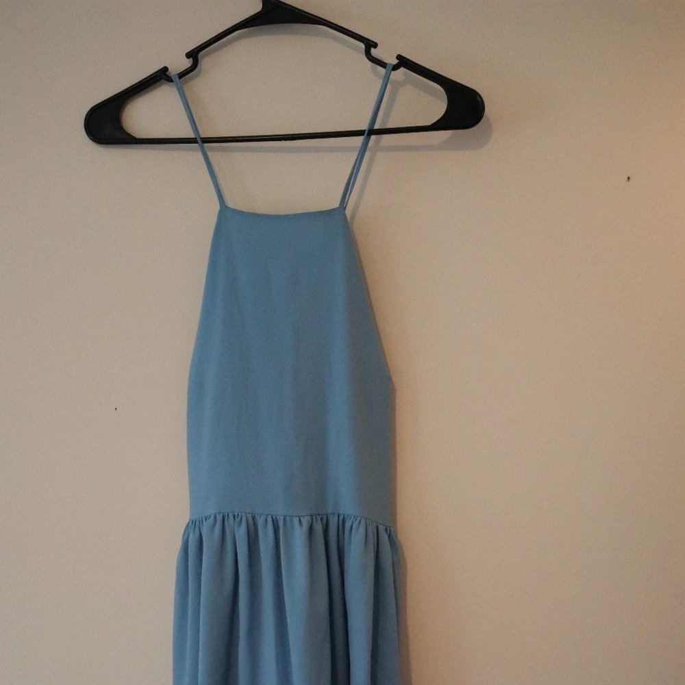 Blue Adjustable Tie Back Summer Dress